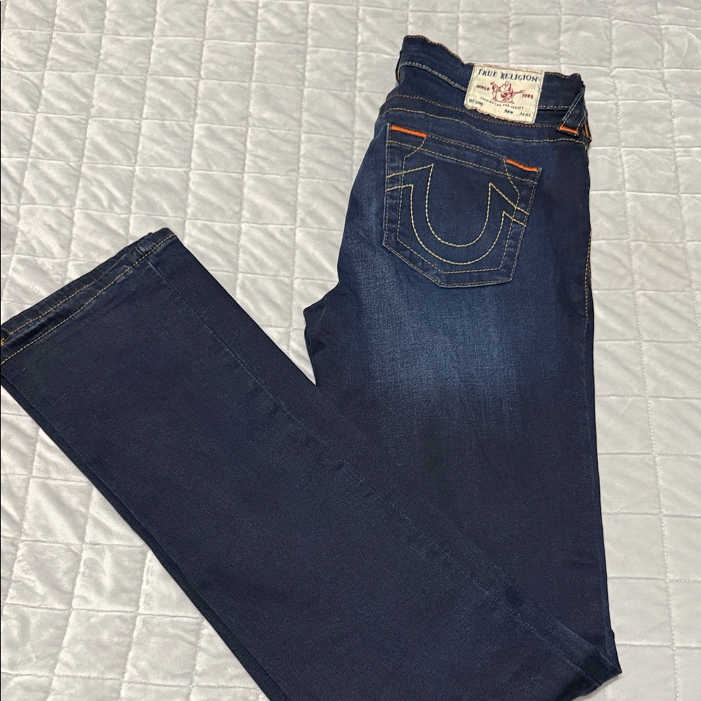 True Religion “Billie” Mid Rise Straight Jeans